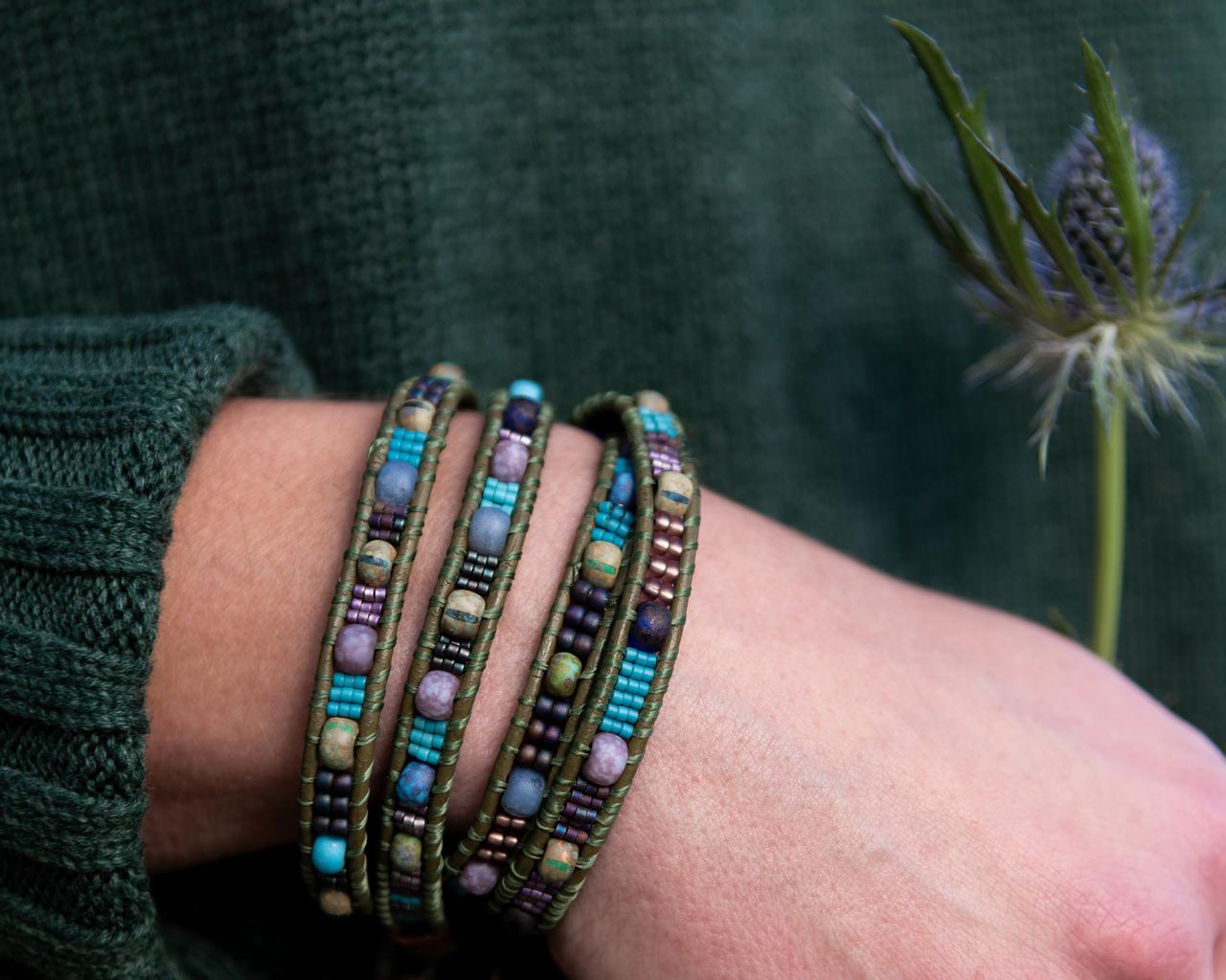 Black Wrap Seed Bead Bracelet